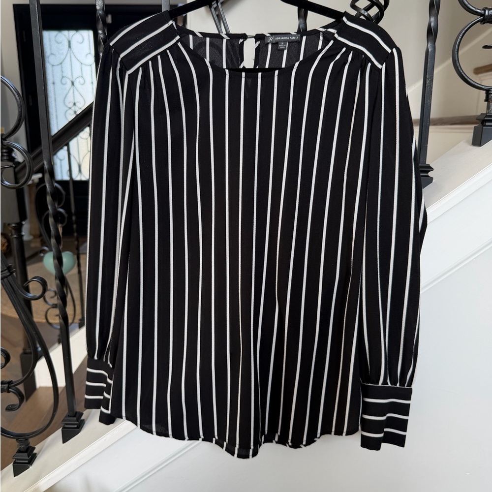 Adrianna Papell Black and White Striped Blouse
